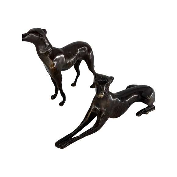 Other - Vintage Brass Greyhound Whippet Dog Figurines Set of 2 Bronze Finish India
